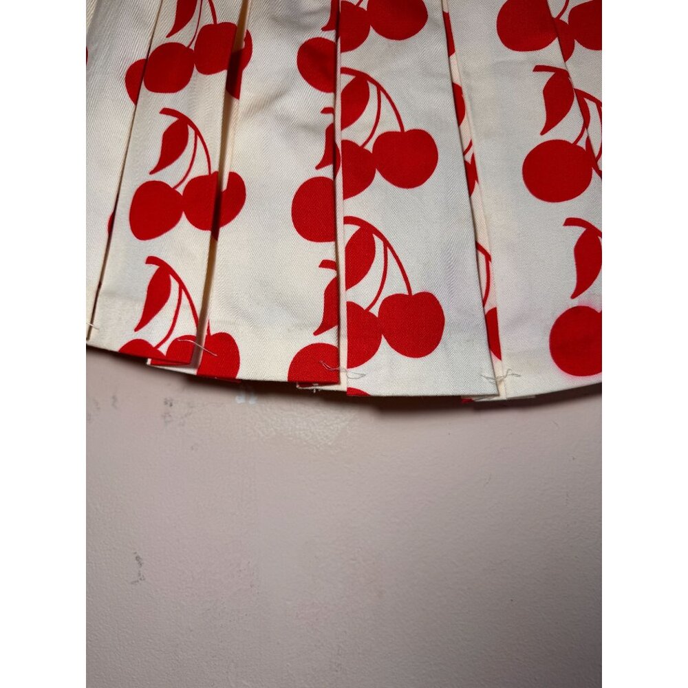 Vintage Luella Bartley Cherry Print Pleated Wrap Mini Skirt Size 3 - Picture 6 of 9